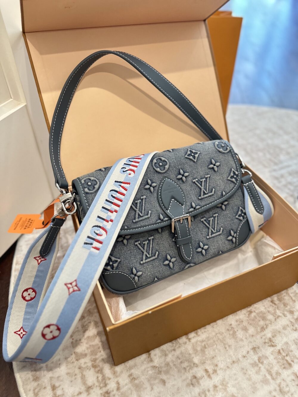 ルイ ヴィトン ( Louis Vuitton)デニム 肩掛け バッグ 24x14cm